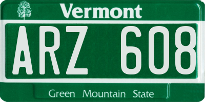 VT license plate ARZ608