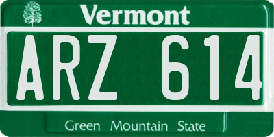 VT license plate ARZ614