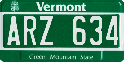 VT license plate ARZ634