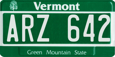 VT license plate ARZ642