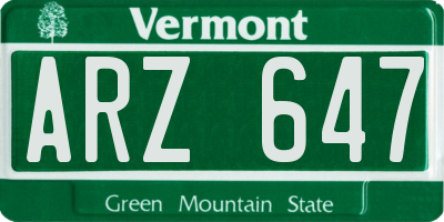 VT license plate ARZ647