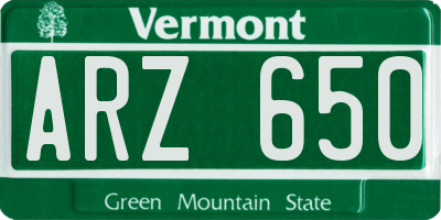 VT license plate ARZ650