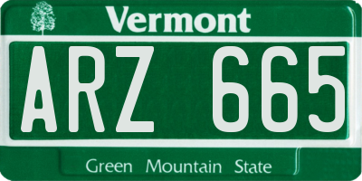VT license plate ARZ665