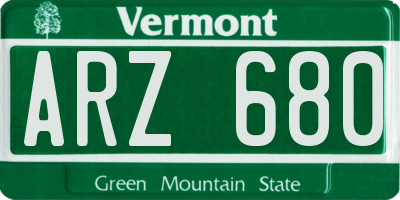 VT license plate ARZ680