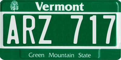 VT license plate ARZ717
