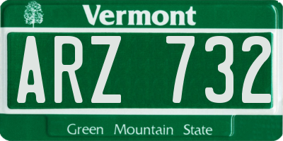 VT license plate ARZ732