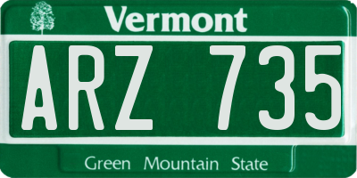 VT license plate ARZ735