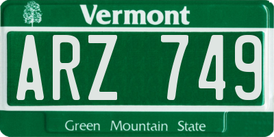VT license plate ARZ749