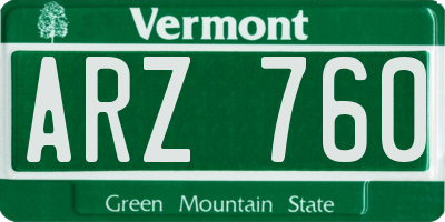 VT license plate ARZ760