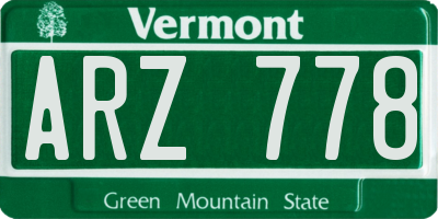 VT license plate ARZ778
