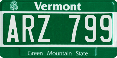 VT license plate ARZ799