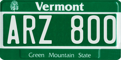VT license plate ARZ800