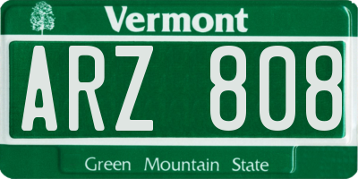 VT license plate ARZ808