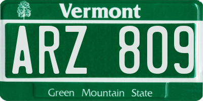 VT license plate ARZ809