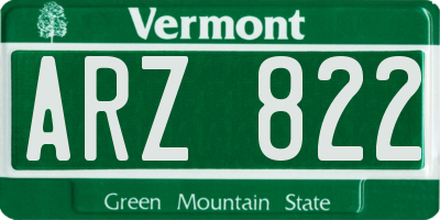 VT license plate ARZ822