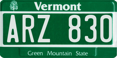 VT license plate ARZ830