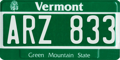 VT license plate ARZ833