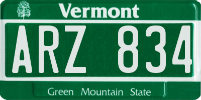VT license plate ARZ834