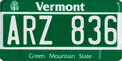 VT license plate ARZ836