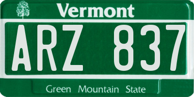 VT license plate ARZ837