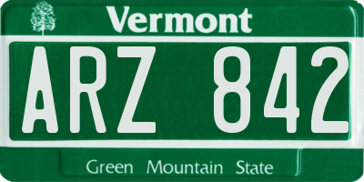 VT license plate ARZ842