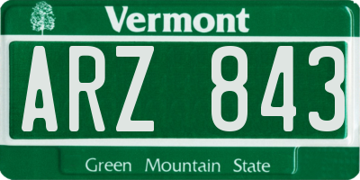 VT license plate ARZ843