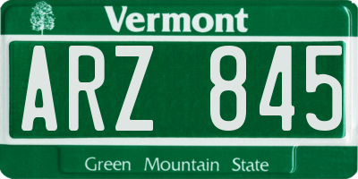 VT license plate ARZ845