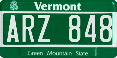VT license plate ARZ848