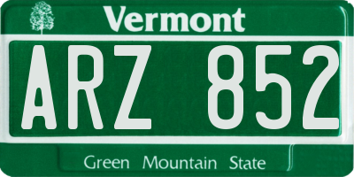 VT license plate ARZ852