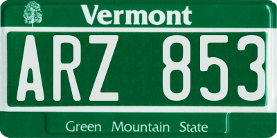 VT license plate ARZ853