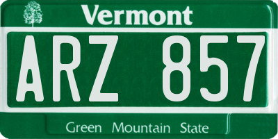 VT license plate ARZ857