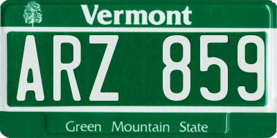 VT license plate ARZ859