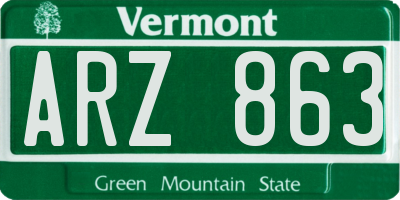 VT license plate ARZ863