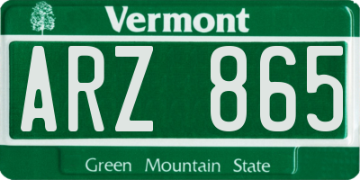 VT license plate ARZ865