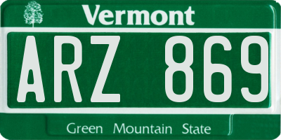 VT license plate ARZ869