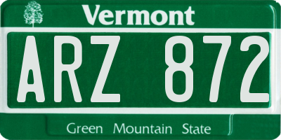 VT license plate ARZ872