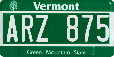 VT license plate ARZ875