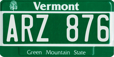 VT license plate ARZ876