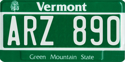 VT license plate ARZ890
