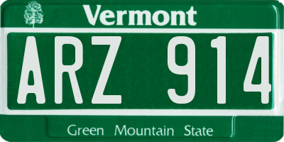 VT license plate ARZ914
