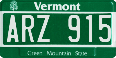 VT license plate ARZ915