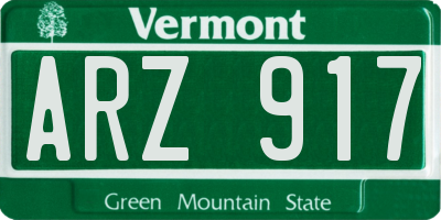 VT license plate ARZ917