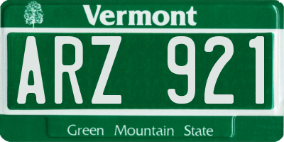 VT license plate ARZ921