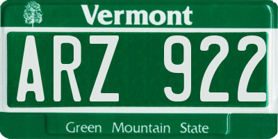 VT license plate ARZ922