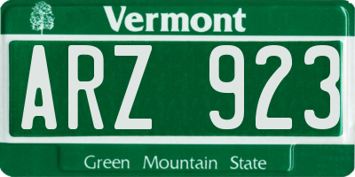 VT license plate ARZ923