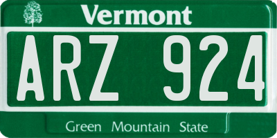 VT license plate ARZ924