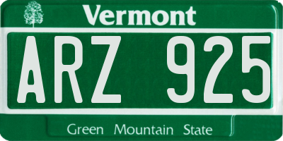 VT license plate ARZ925