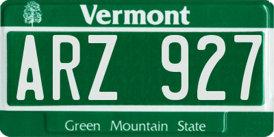 VT license plate ARZ927