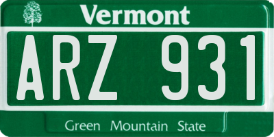 VT license plate ARZ931