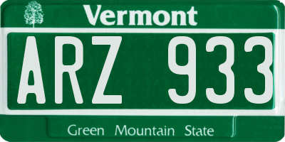 VT license plate ARZ933